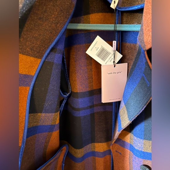 Navy rust plaid coat - Picture 7 of 8